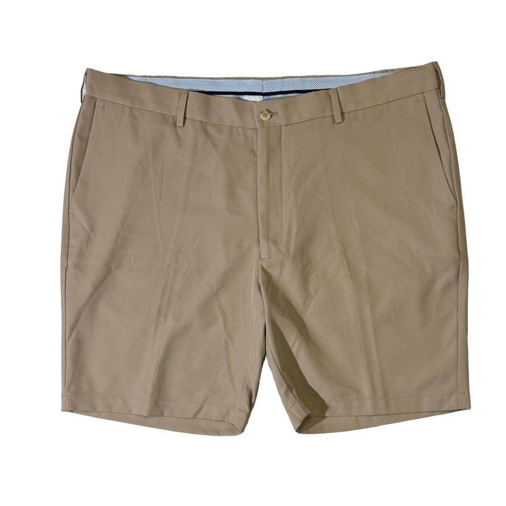 Peter Millar mens 40 khaki tan tour fit polyester performance golf shorts EUC